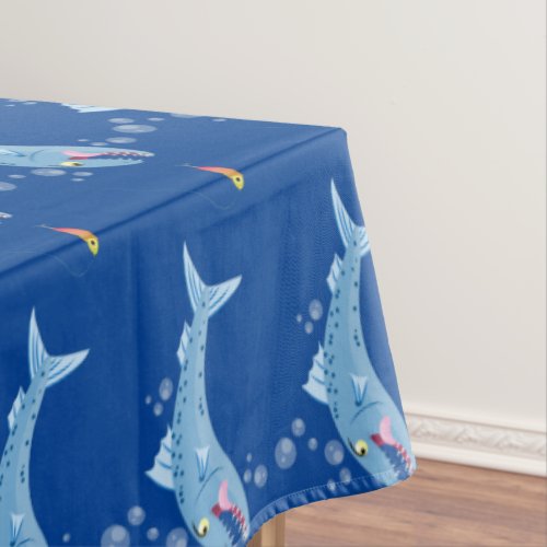 Barracuda fish hungry fishing cartoon illustration tablecloth