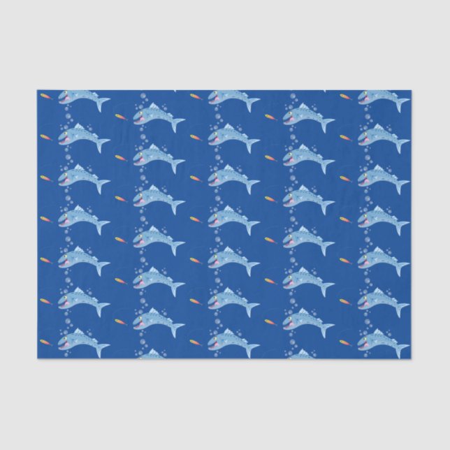 Barracuda fish hungry fishing cartoon illustration tissue paper (Front)