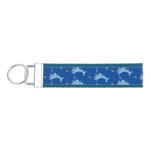 Barracuda fish hungry fishing cartoon illustration wrist keychain