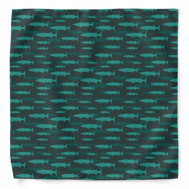 Barracuda Fish Pattern Blue Bandana (Front)