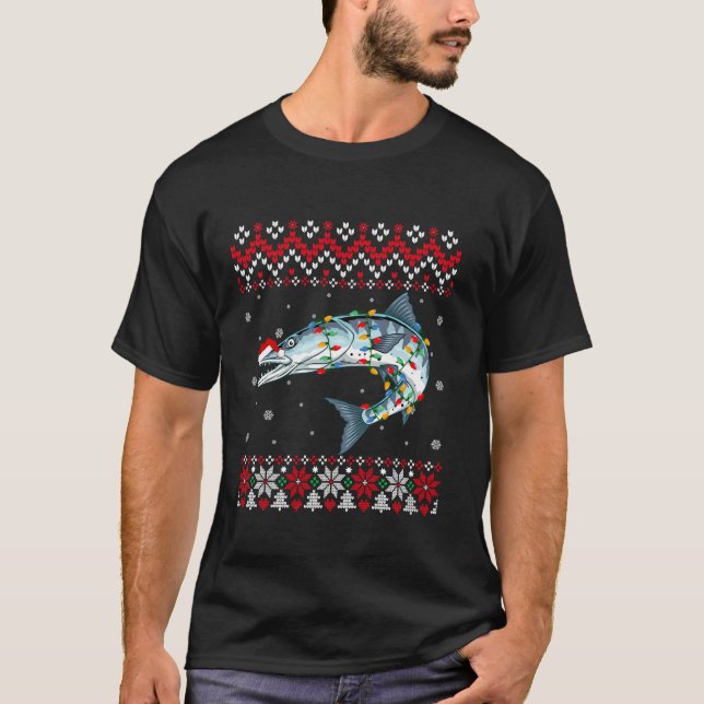 Barracuda Fish Santa Hat Men Women Kids Ugly Chris T-Shirt (Front)