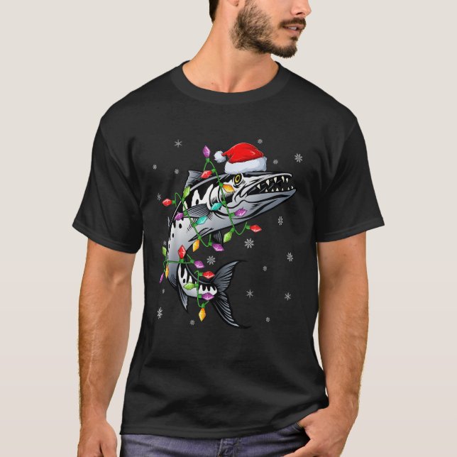 Barracuda Fish Xmas Lighting Reindeer Barracuda Ch T-Shirt (Front)