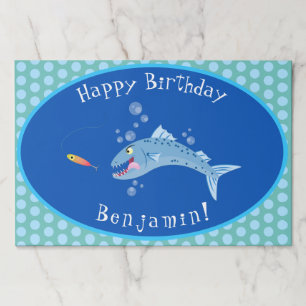 Barracuda hungry fishing cartoon illustration paper pad