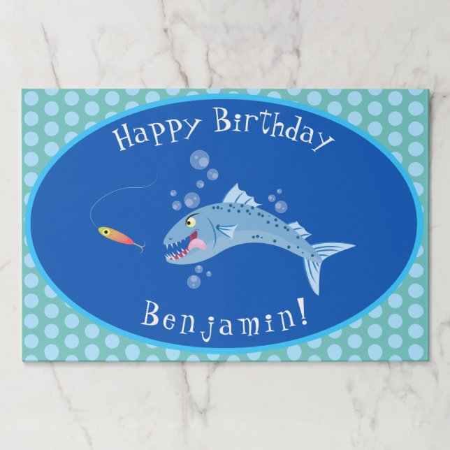 Barracuda hungry fishing cartoon illustration paper pad (Front)