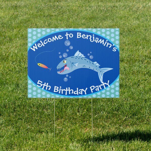 Barracuda hungry fishing cartoon illustration sign (Insitu)