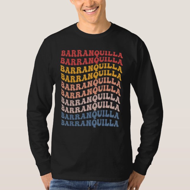 Barranquilla City Groovy Retro T-Shirt (Front)