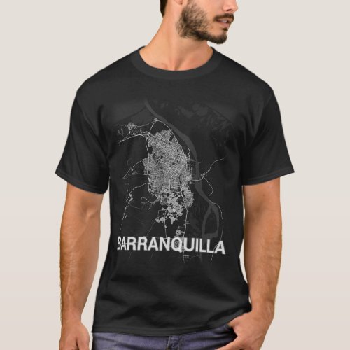 Barranquilla city map LARGE PRINT T_Shirt