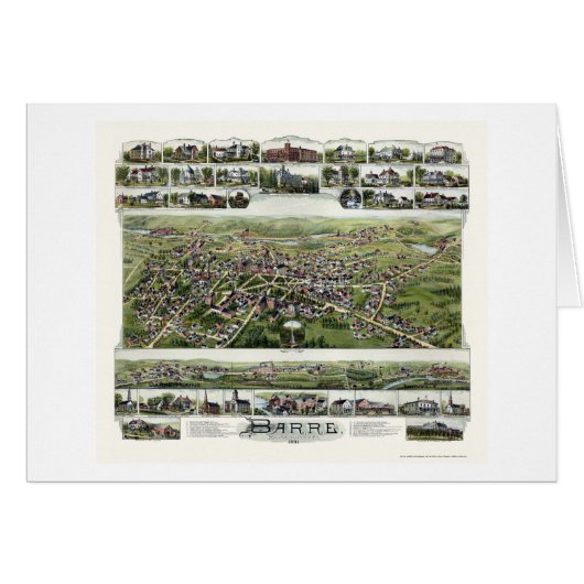 Barre, MA Panoramic Map - 1891 Cards (Front Horizontal)