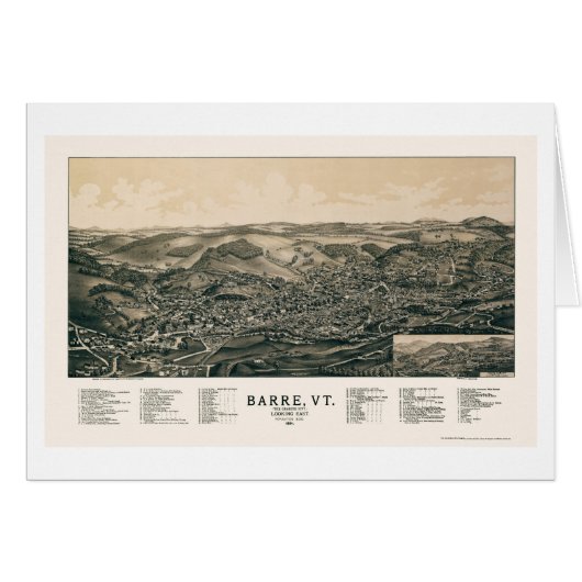 Barre, VT Panoramic Map - 1891 Cards (Front Horizontal)