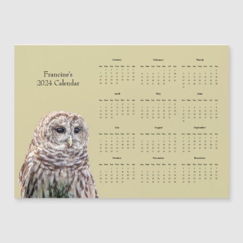 Barred Owl and 2024 Calendar