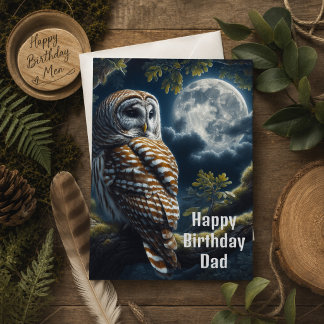 Barred Owl and Moon Dad Birthday  Card