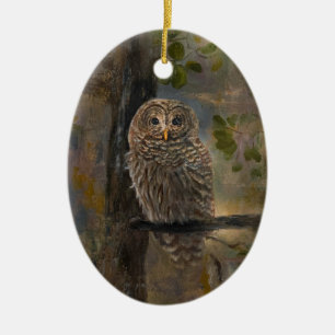 Barred Owl Ceramic Ornament