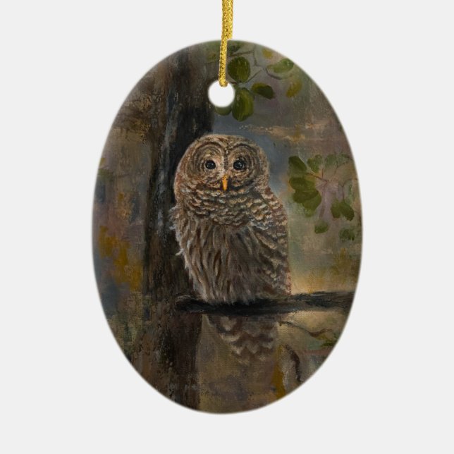 Barred Owl Ceramic Ornament (Front)
