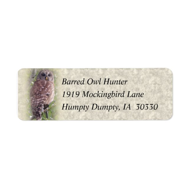 Barred Owl Custom Address Label (Front)