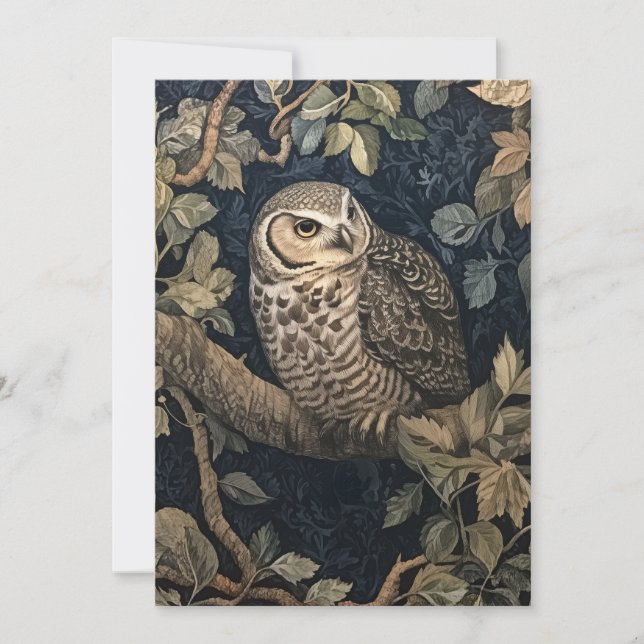 Barred Owl in a Tree William Morris Style Invitation (Front)