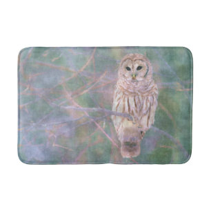 Barred Owl Pastel Oilpainting Bath Mat