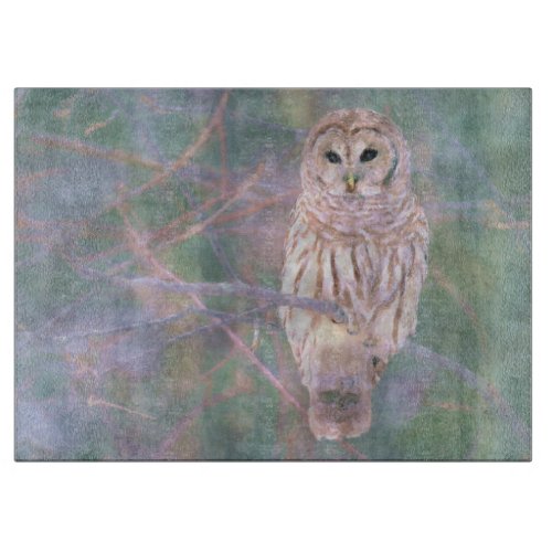 Barred Owl Pastel Oilpainting Cutting Board