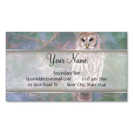 Barred Owl Pastel Oilpainting Magnetic Business Card