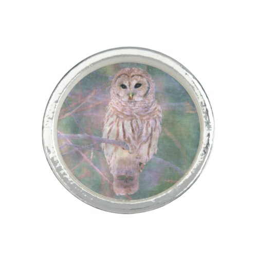 Barred Owl Pastel Oilpainting Ring