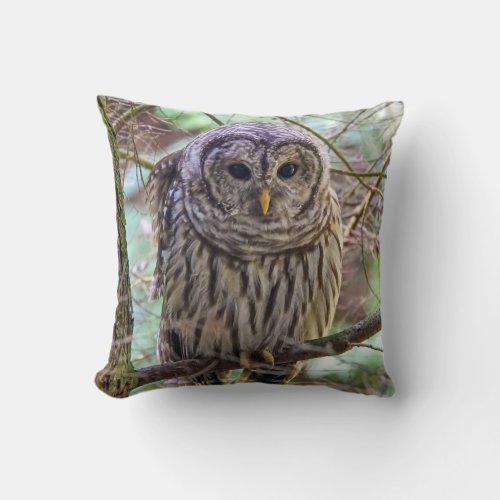 Barred Owl Throw Pillow
