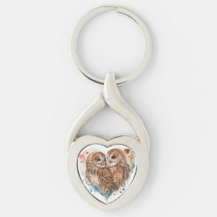 Barred Owls in love Keychain
