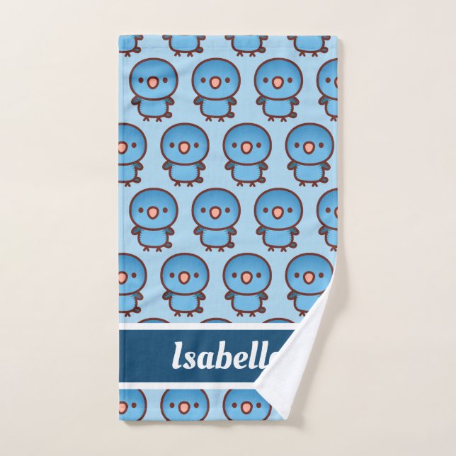 Barred parakeet / Cobalt Hand Towel (Hand Towel)