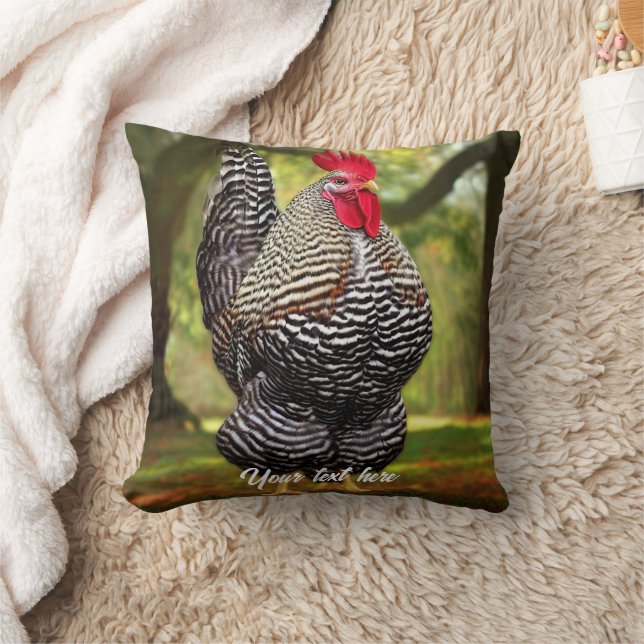 Barred Plymouth Rock Rooster Throw Pillow (Blanket)