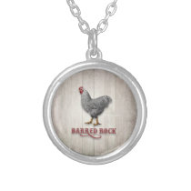 Barred Rock Chicken Silver Plated Necklace