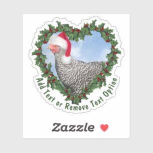Barred Rock Chicken Wreath Christmas Sticker