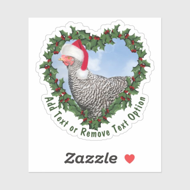 Barred Rock Chicken Wreath Christmas Sticker (Sheet)