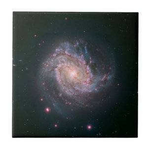 Barred Spiral Galaxy Messier 83. 2 Ceramic Tile