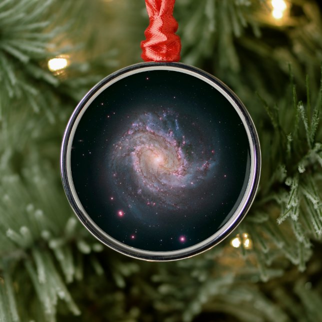 Barred Spiral Galaxy Messier 83. 2 Metal Ornament (Tree)