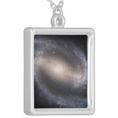Barred Spiral Galaxy NGC 1300 Silver Plated Necklace (Front Left)