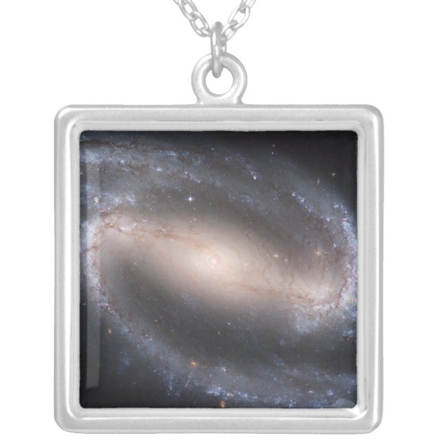 Barred Spiral Galaxy NGC 1300 Silver Plated Necklace (Front)