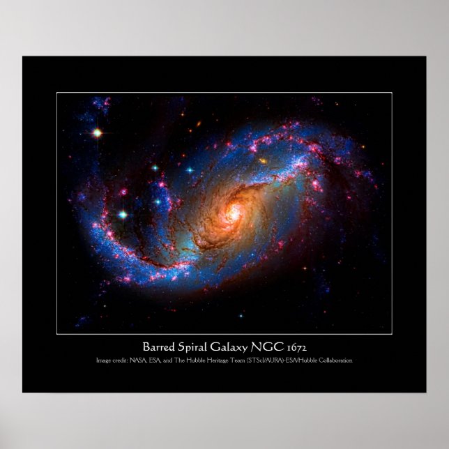 Barred Spiral Galaxy NGC 1672 Poster (Front)