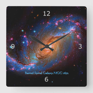Barred Spiral Galaxy NGC 1672 Square Wall Clock