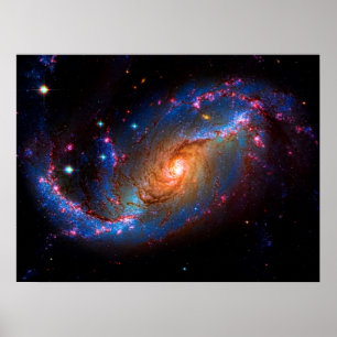 Barred Spiral Galaxy outer space photo Poster