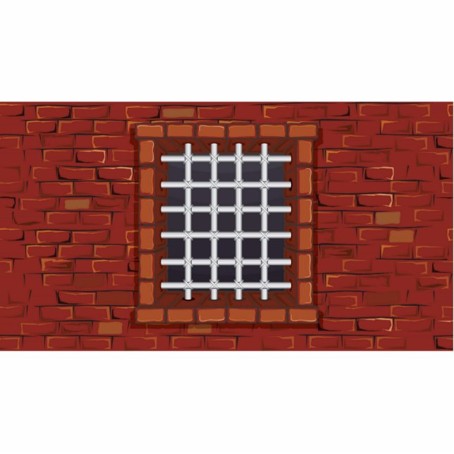 Barred Window in Brick Wall Cutout (Front)
