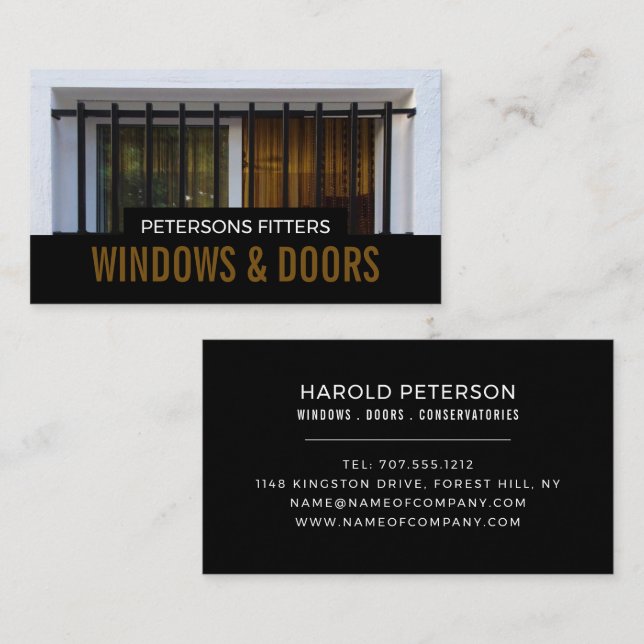 Barred Window, Window & Door Fitter Company Business Card (Front/Back)