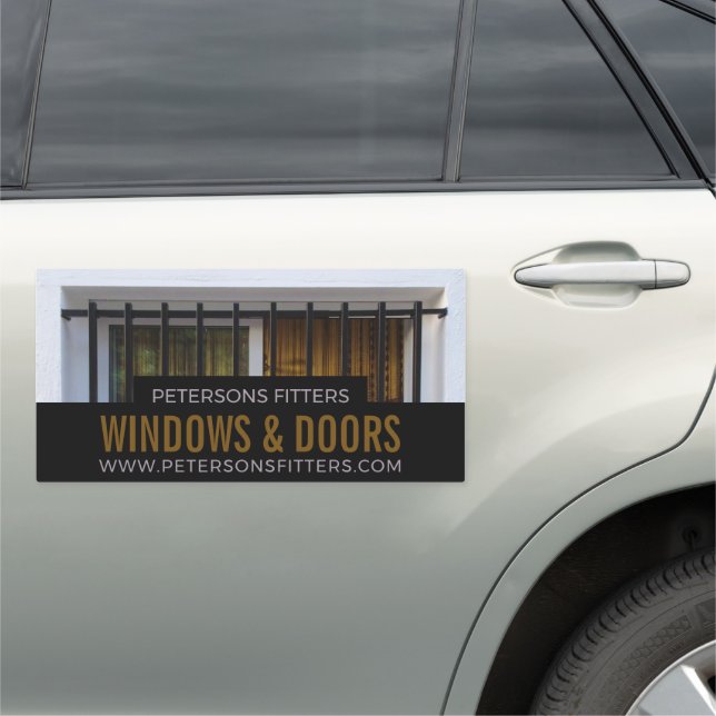 Barred Window, Window & Door Fitter Company Car Magnet (In Situ)