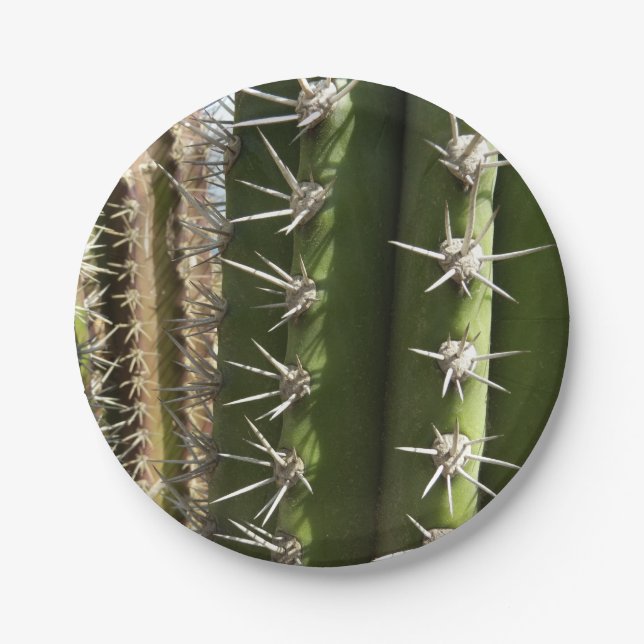 Barrel Cactus II Desert Nature Photo Paper Plates (Front)