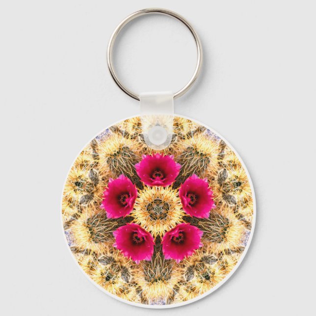 Barrel Cactus Mandala Keychain (Front)