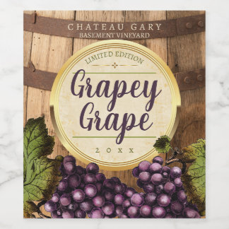 Barrel grapes personalized handcrafted winemaking wine label