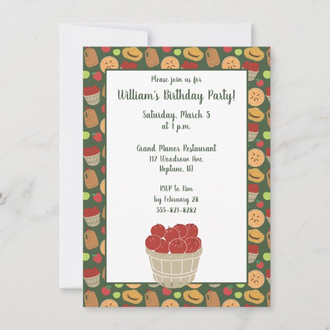 Barrel of Apples Apple Picking Pattern Party Invitation (Front)
