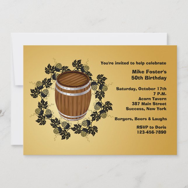 Barrel of Beer Invitation (Front)