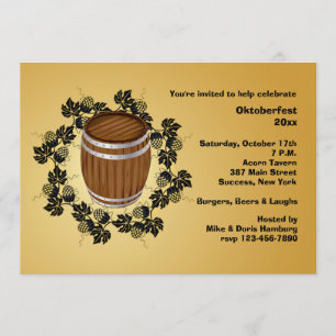 Barrel of Beer Oktoberfest Invitation