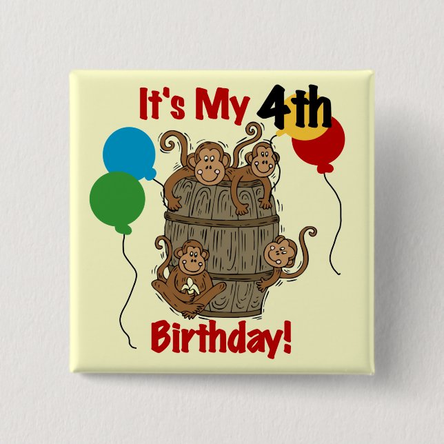 Barrel of Monkeys 4th Birthday Button (Front)