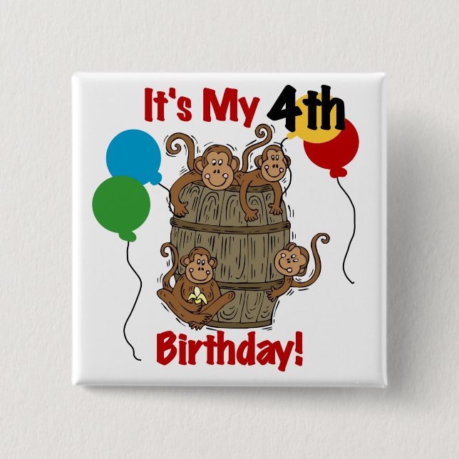 Barrel of Monkeys 4th Birthday Pinback Button (Front)