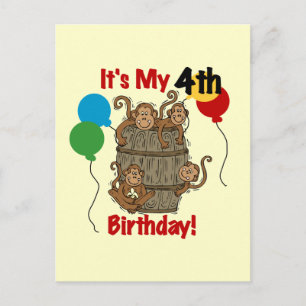 Barrel of Monkeys 4th Birthday Postcard