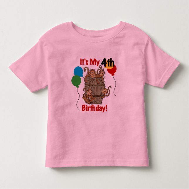 Barrel of Monkeys 4th Birthday Toddler T-shirt (Front)
